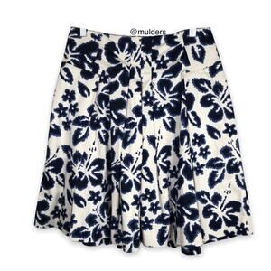 INC International Concepts Blue & White Pleated Floral Print Mini Skirt